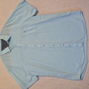 Men's Light Blue Casual Shirt Izod Button Down Top